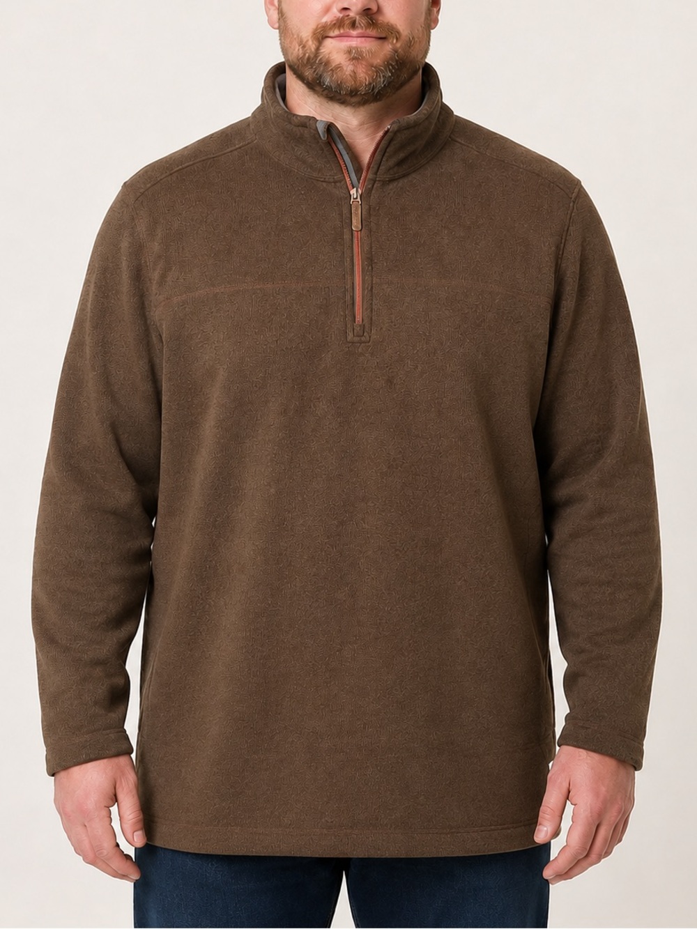 G.H. Bass & Co Men’s XXL Brown Quarter Zip Fleece Lined Pullover Sweater